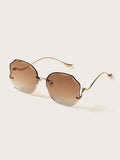 Simple Rimless Sunglasses - Brown