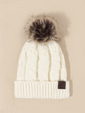 Pom Pom Knit Decor Beanie  -  Beige