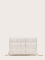 Quilted Flap Chain Square Bag - White  - FD ⚡