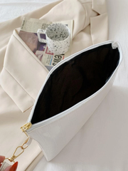 Minimalist Croc Embossed Clutch Bag - White