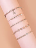 5pcs Star Charm Anklet - Silver