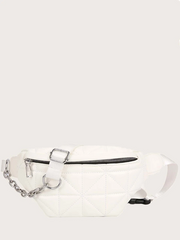 Quilted Embossed Zip Fanny Pack - white