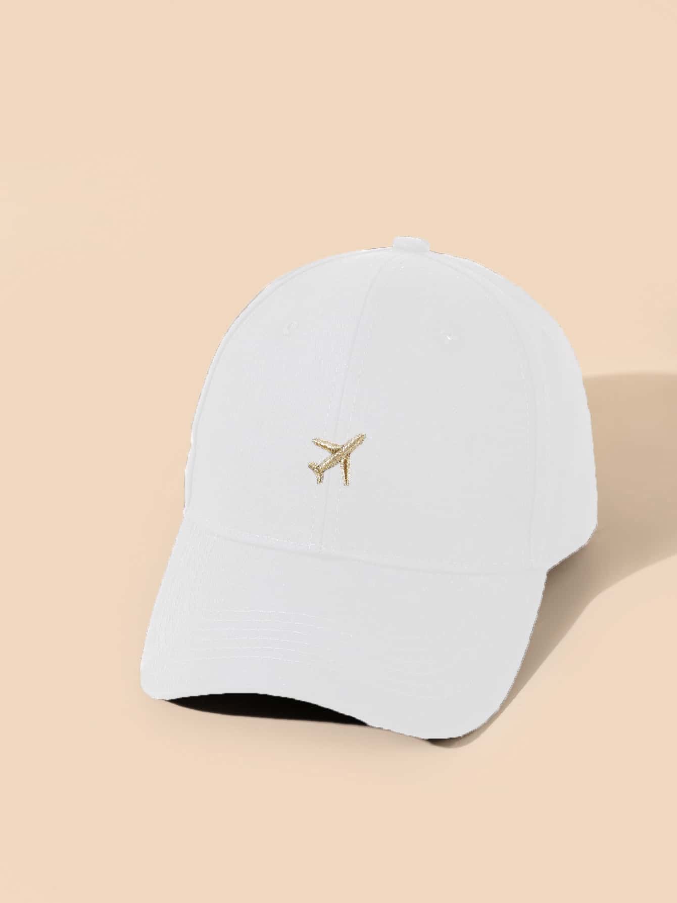 Airplane Embroidery Baseball Cap - White - FD ⚡