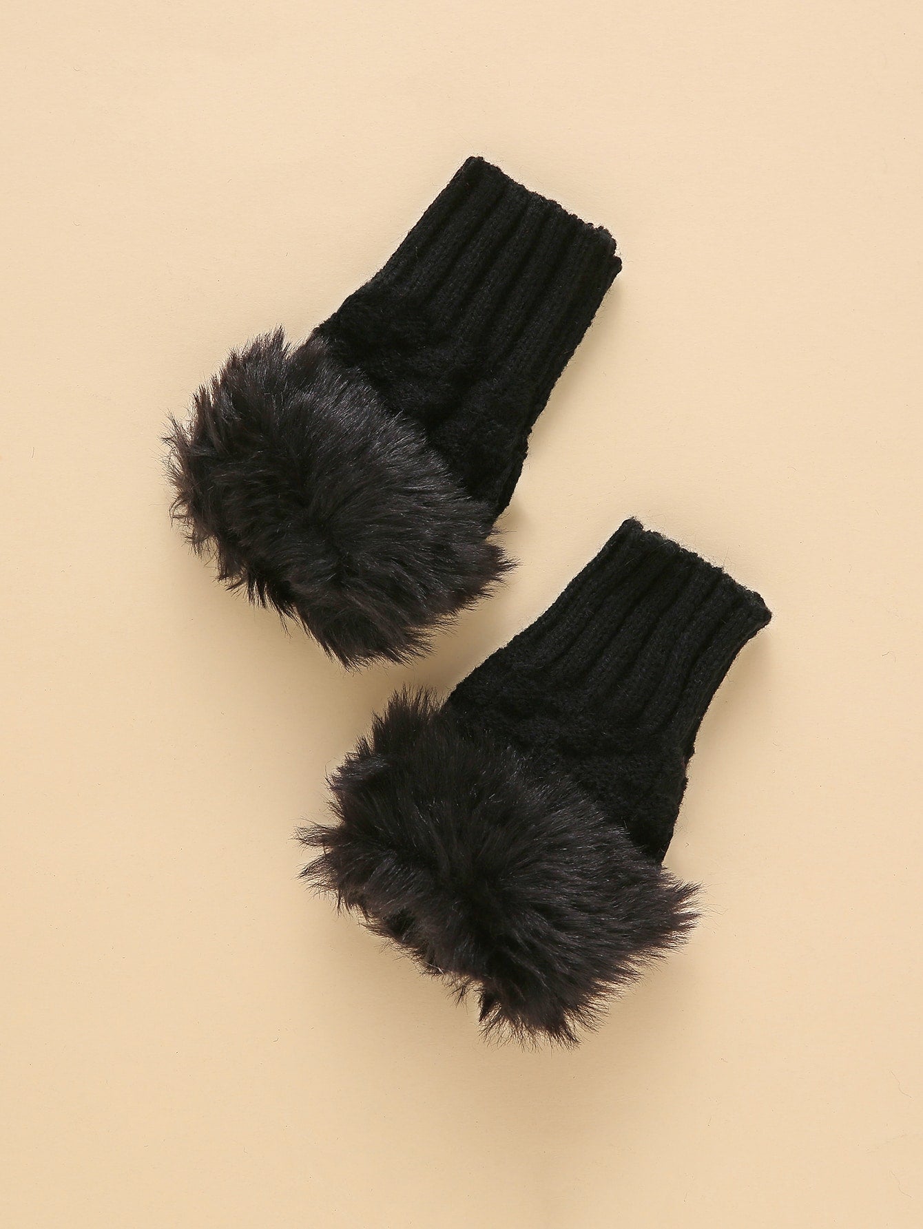 Fingerless Knit Gloves - Black - FD ⚡