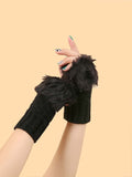 Fingerless Knit Gloves - Black - FD ⚡