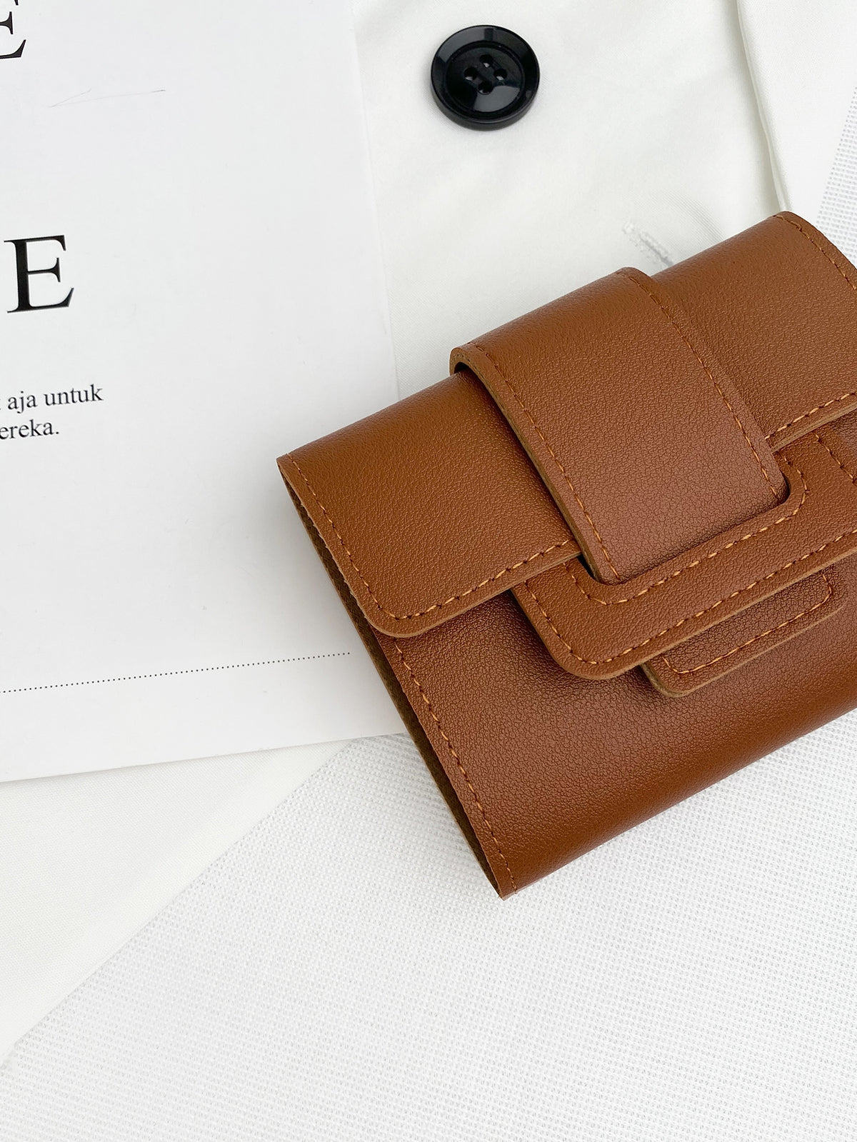 Snap Button Fold Over PU Wallet - www.thetreasurebox.me