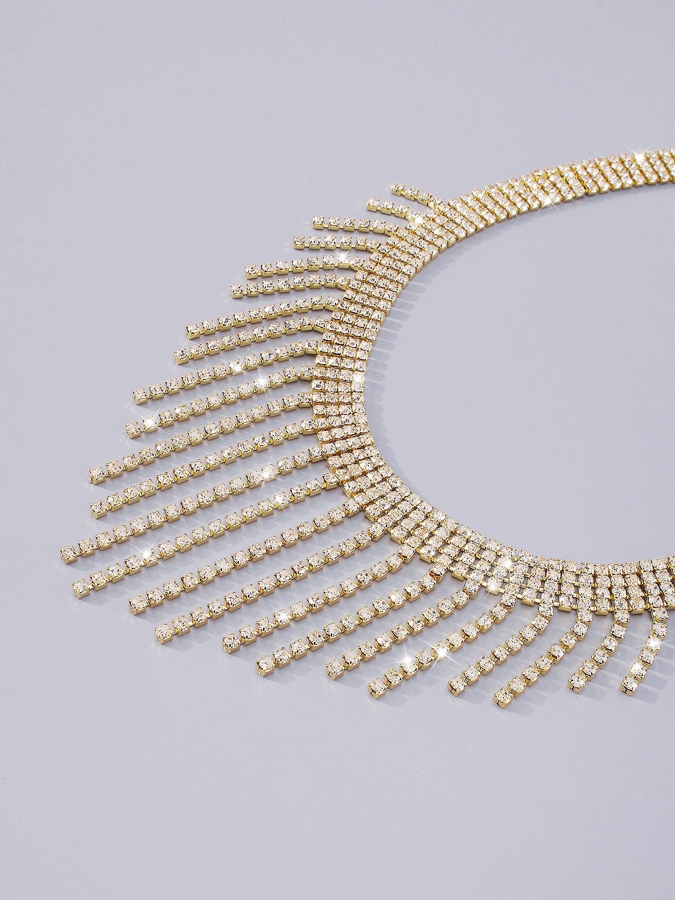 Rhinestone Tassel Necklace - Gold - FD ⚡