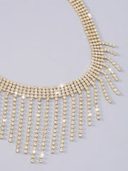 Rhinestone Tassel Necklace - Gold - FD ⚡