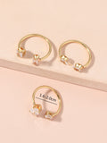 3pcs Zircon Decor Cuff Ring - Yellow Gold - FD ⚡