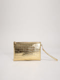 Metallic Crocodile Embossed Clutch Bag  - Gold - FD ⚡