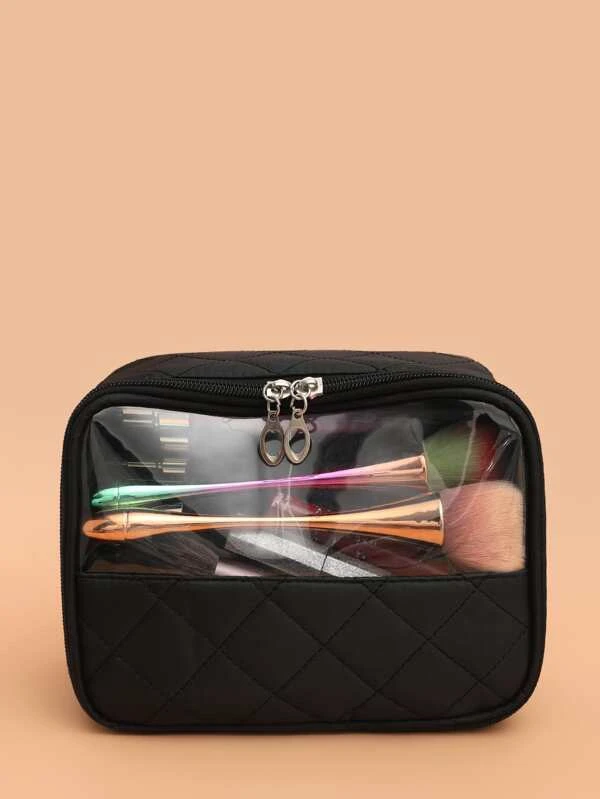 Clear Square Makeup Bag - Black  - FD ⚡