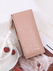 Crocodile Embossed Zip Around Long Wallet - Pink- FD ⚡