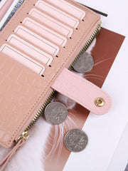 Crocodile Embossed Zip Around Long Wallet - Pink- FD ⚡