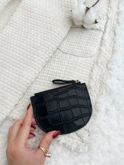 Crocodile Embossed Coin Purse   - Black - FD ⚡