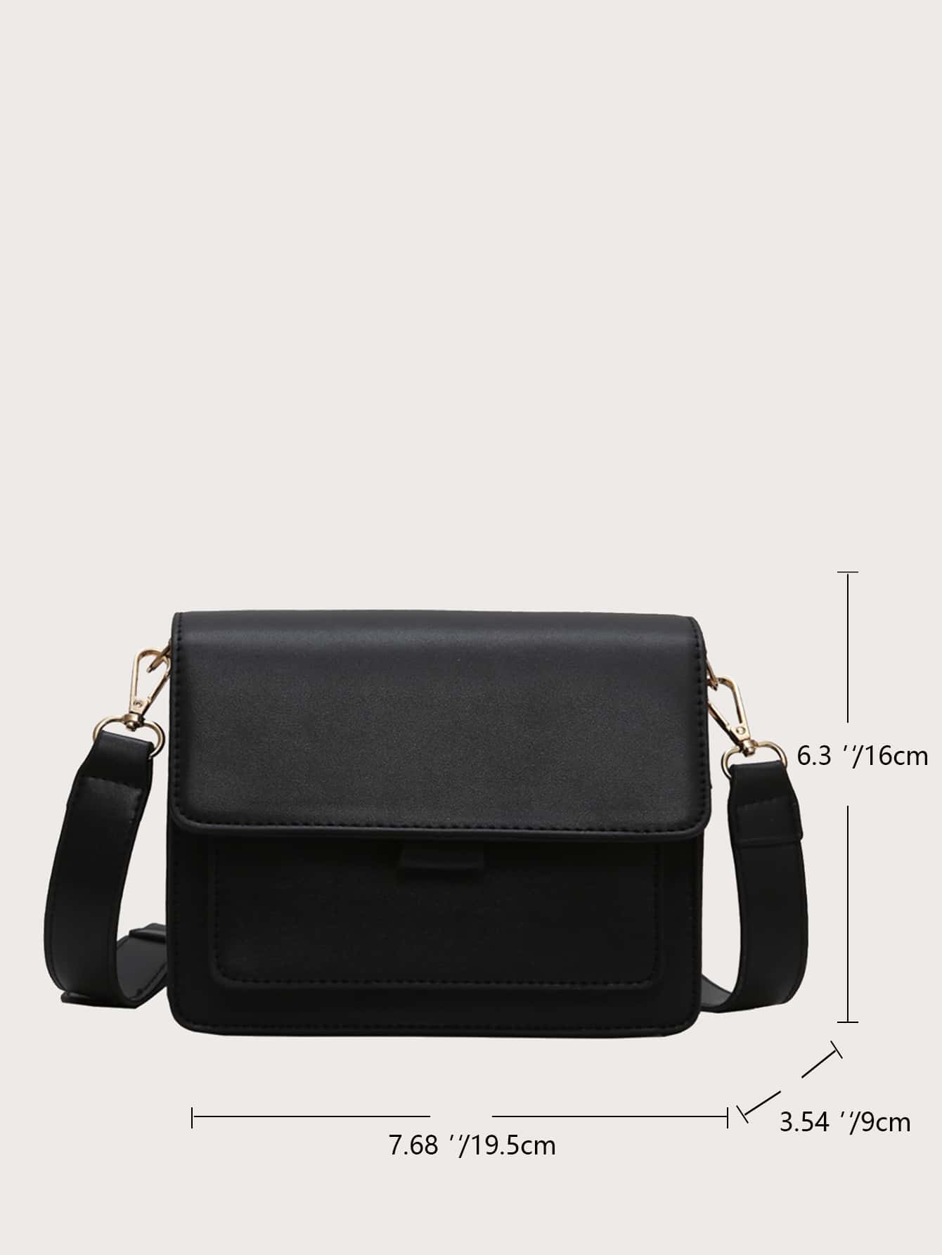 Mini Square Bag Black Chevron Detail Flap Chain Elegant PU