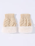 Fluffy Trim Fingerless Gloves  - Beige - FD ⚡
