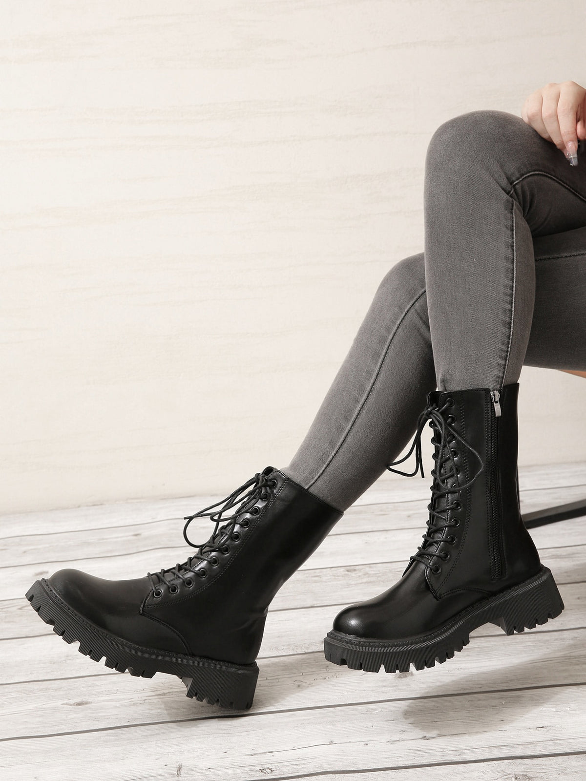 Front zip combat clearance boots