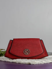 Snakeskin Pattern Flap Chain Evening Bag - Ruby Red - FD ⚡