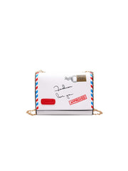 Flap Chain Envelop Design Crossbody Bag - White