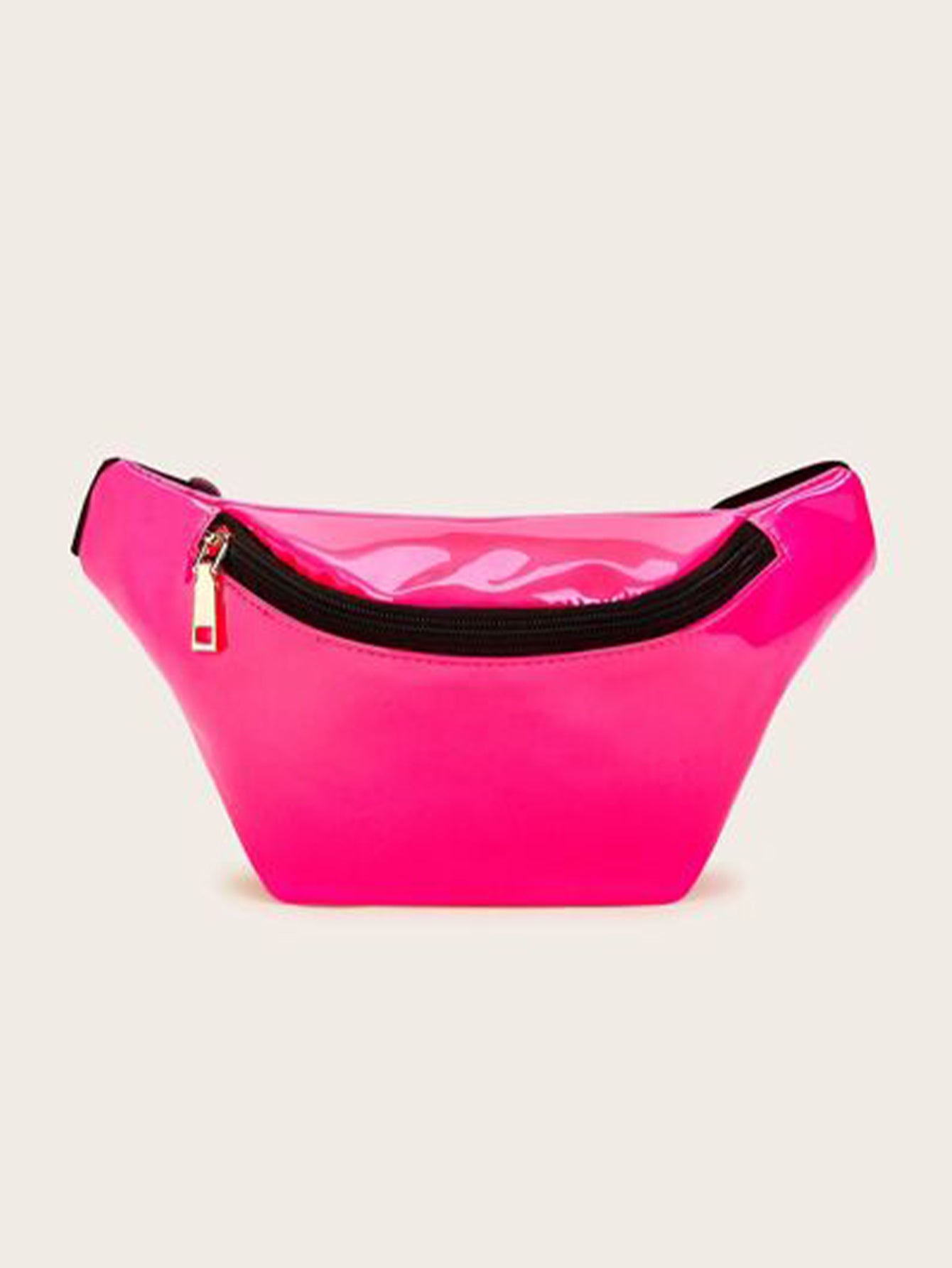 Neon Patent Zipper Waterproof Waist Bag - Hot Pink - www.thetreasurebox.me