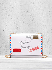 Flap Chain Envelop Design Crossbody Bag - White