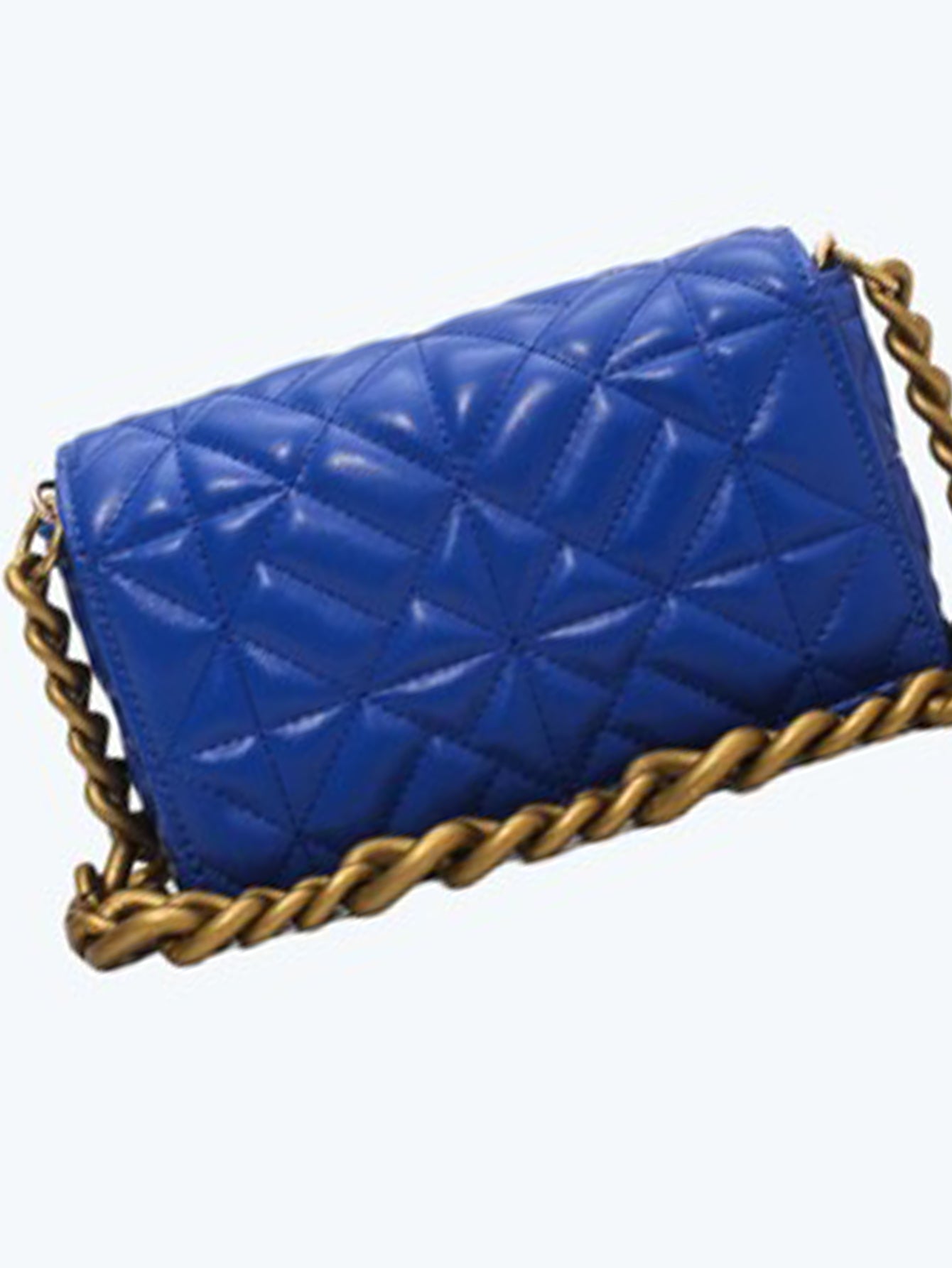 Quilted Flap Chain Square Bag - Royal Blue - www.thetreasurebox.me
