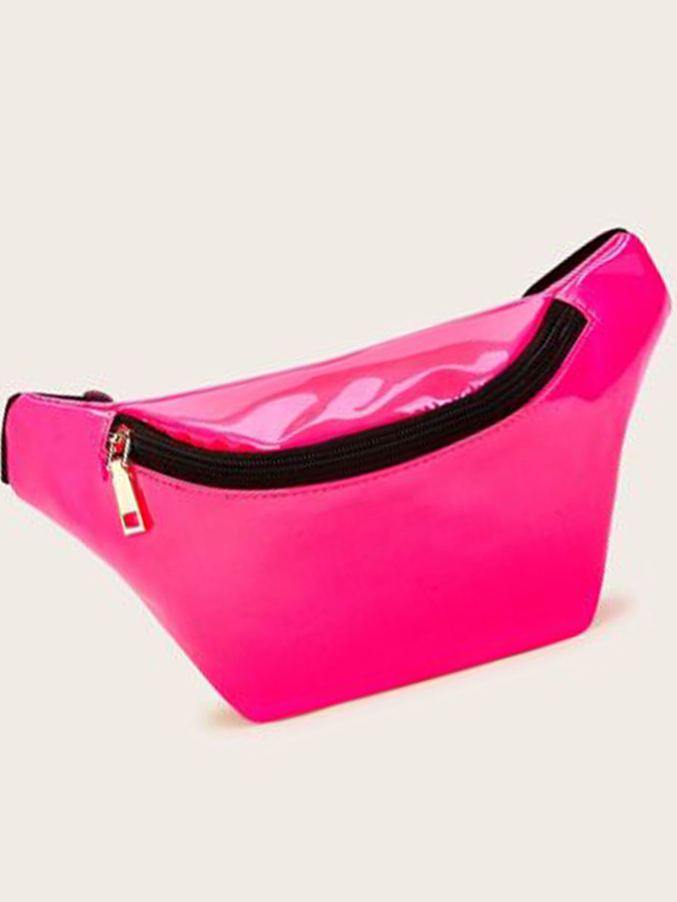 Neon Patent Zipper Waterproof Waist Bag - Hot Pink - www.thetreasurebox.me