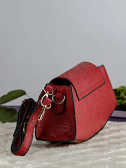 Snakeskin Pattern Flap Chain Evening Bag - Ruby Red - FD ⚡