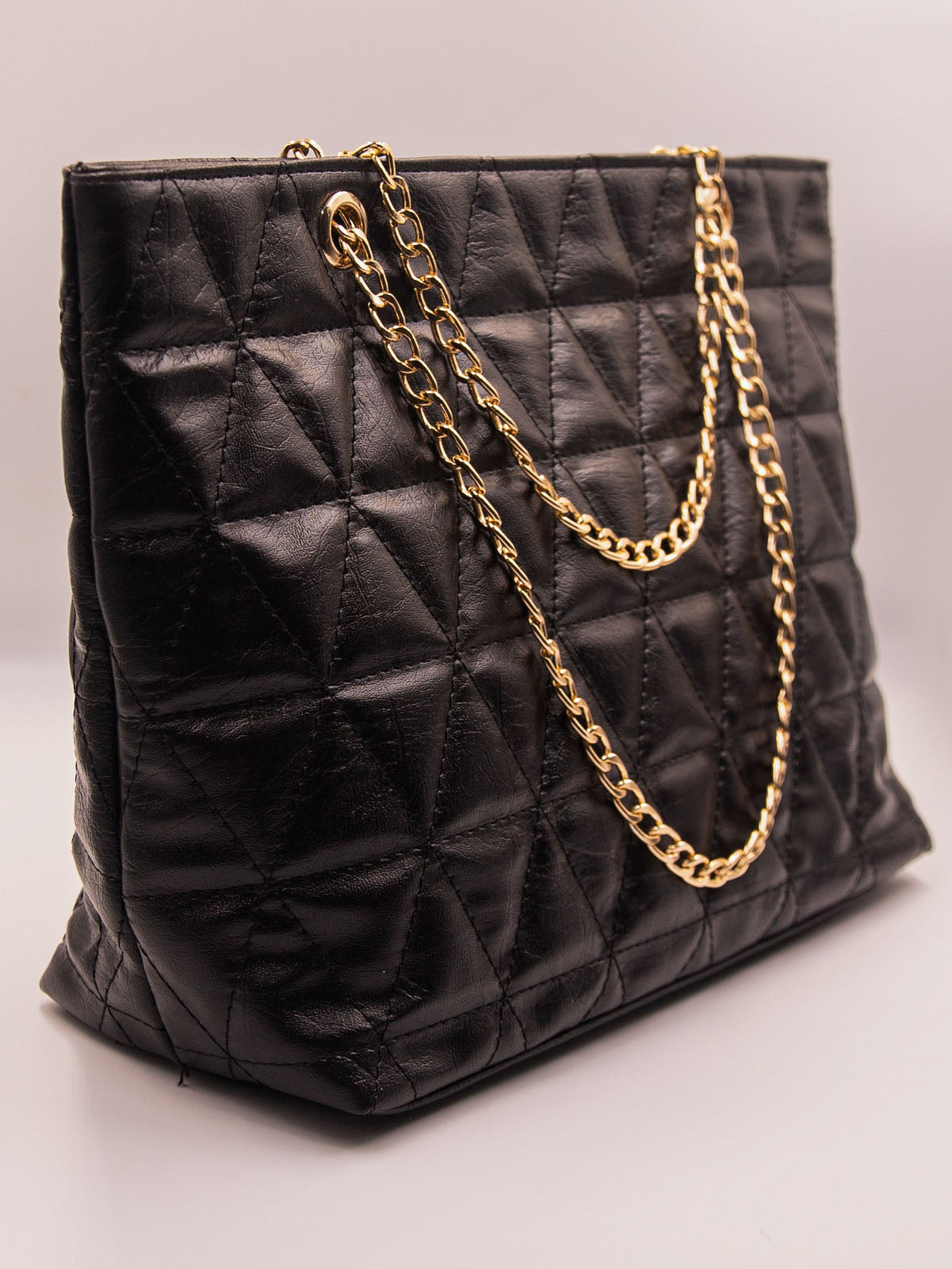Geometric Pattern Quilted Chain Tote Bag - FD ⚡