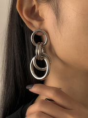 Ring tassel geometric earrings - Silver - FD ⚡