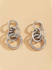 Ring tassel geometric earrings - Silver - FD ⚡