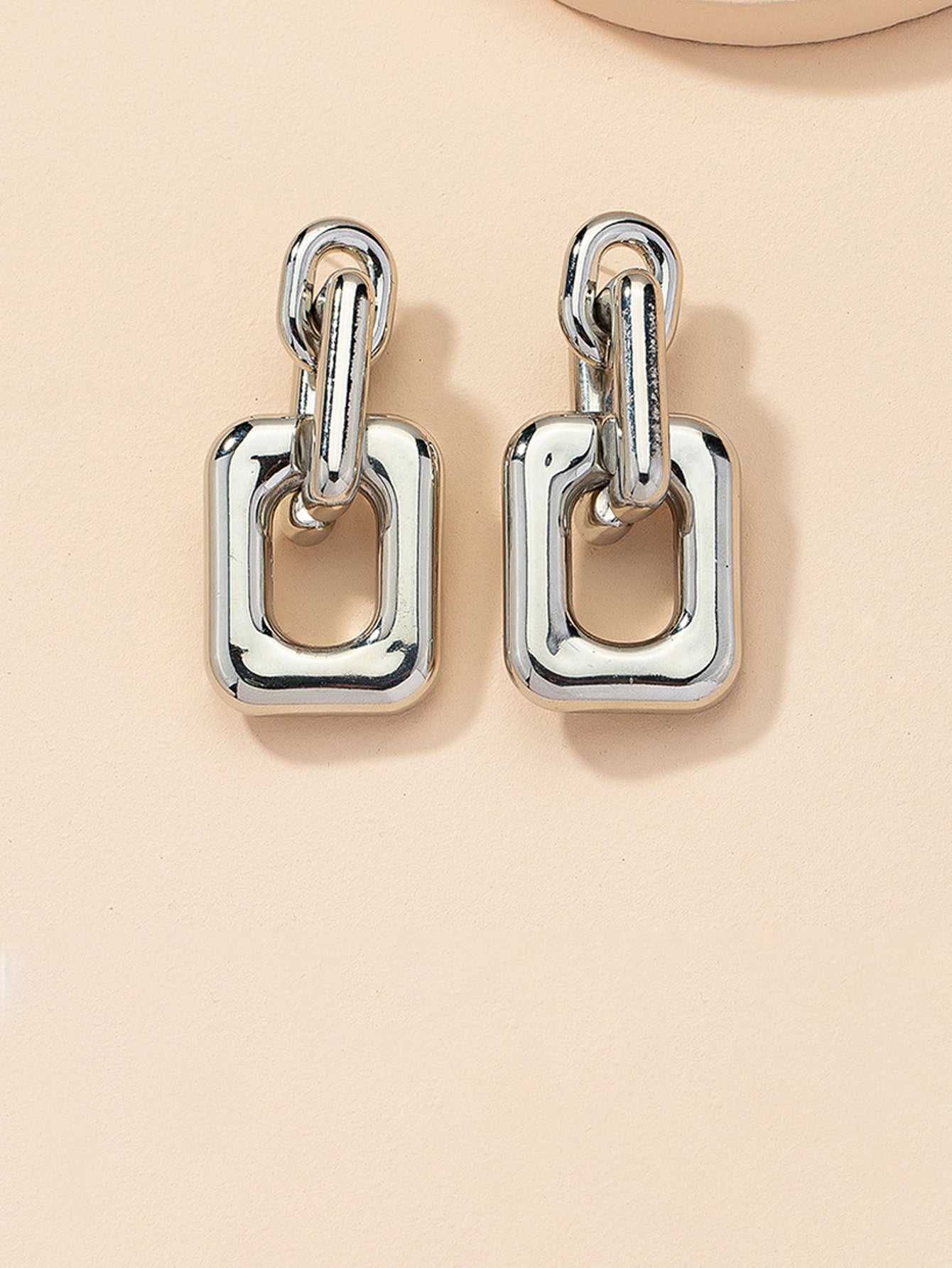 Geometric chain earrings - White Gold - FD ⚡