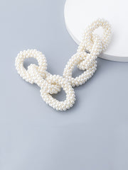 Chain-shaped pearl earrings  - White - FD ⚡