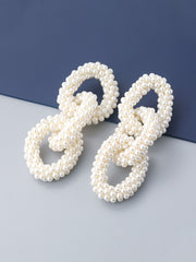 Chain-shaped pearl earrings  - White - FD ⚡