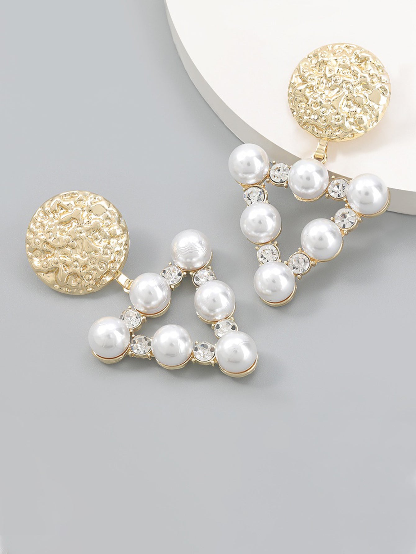 Pearl geometric earrings - White - FD ⚡