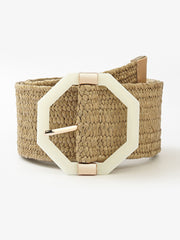 Octagonal plastic buckle elastic woven belt - Khaki - FD ⚡