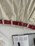 Round buckle decoration belt - Red - FD ⚡