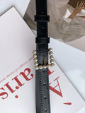 Square buckle pearl adjustment belt  - Black - FD ⚡