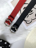 Hexagonal pin buckle belt  - Red - FD ⚡