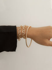 Chain Decor Bracelet & Bangle Set 3pcs - Gold - FD ⚡