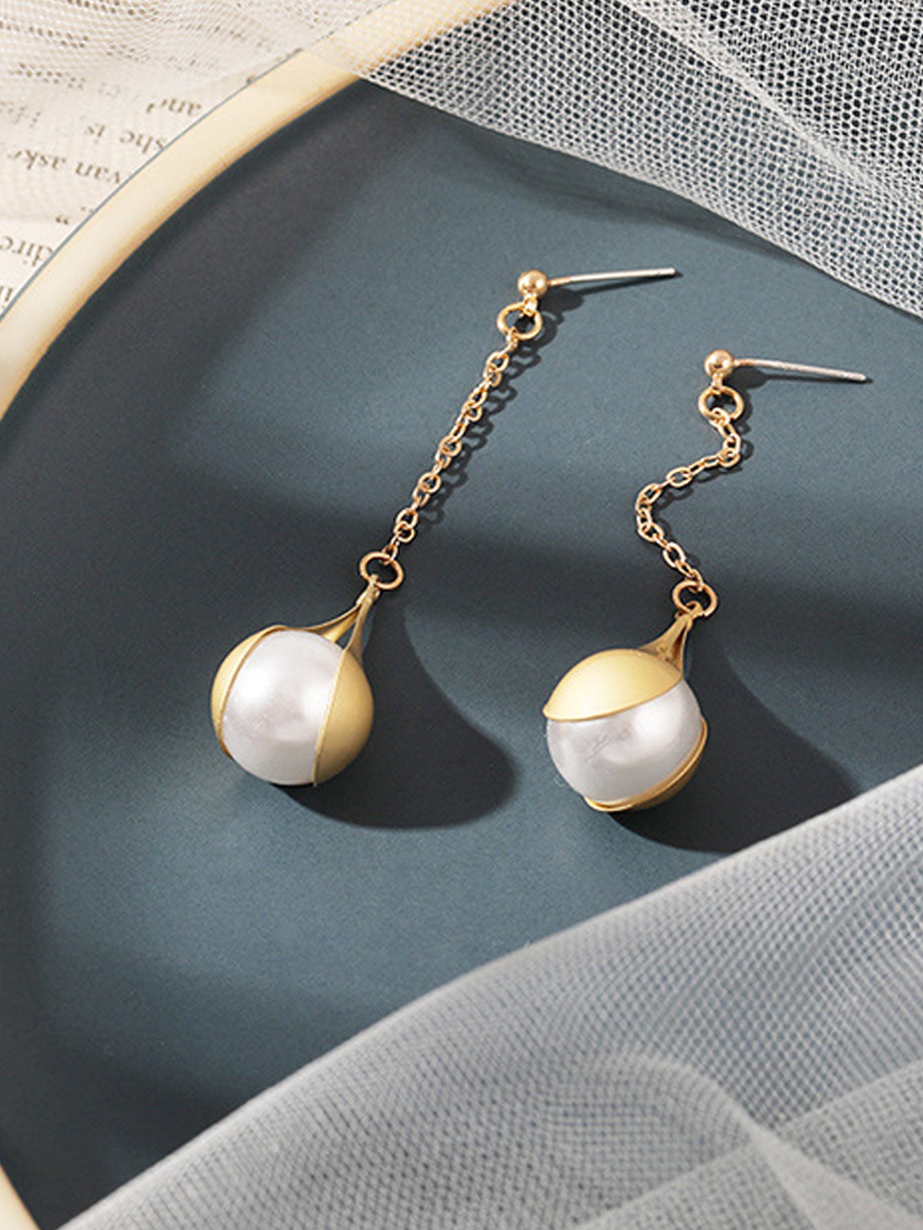 Pearl long tassel earrings  - Gold - FD ⚡