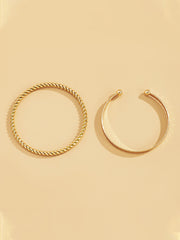Geometric Decor Bangle Set 2pcs - Gold - FD ⚡