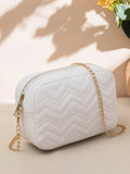 Chevron Chain Crossbody Bag - White
