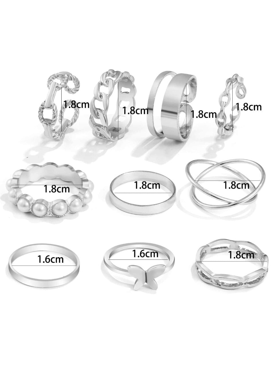 10pcs Faux Pearl Decor Ring - Silver - FD ⚡