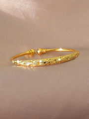 Textured Metal Cuff Bangle - Gold