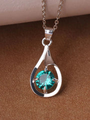 Water Drop Charm Necklace  - Green - FD ⚡