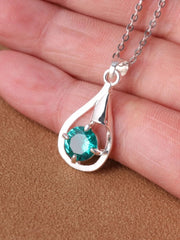 Water Drop Charm Necklace  - Green - FD ⚡