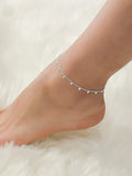 Disc Decor Chain Anklet - Silver