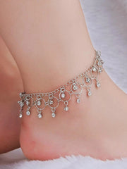 Rhinestone Detail Circle Fringe Chain Anklet - FD ⚡