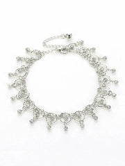 Rhinestone Detail Circle Fringe Chain Anklet - FD ⚡